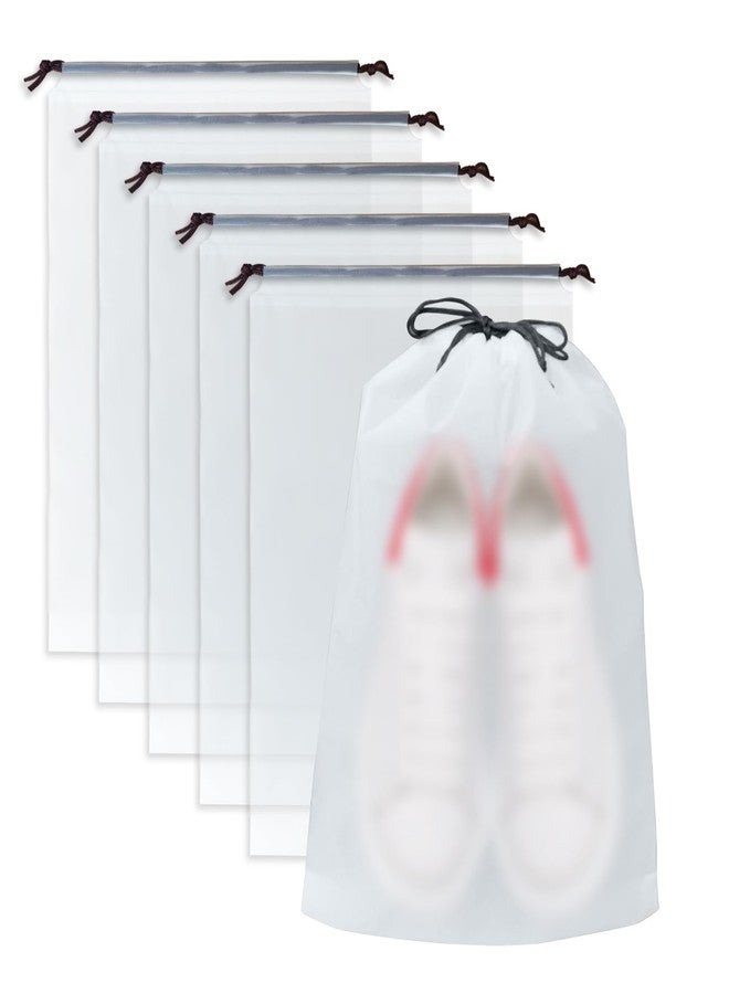 Ajedrmy Clear Travel Shoe Bags, 15.7 x 11.8 inches, Drawstring, Waterproof, 5 Pack, Portable, White, ShB-01, White, Unisex Adults - Image 1
